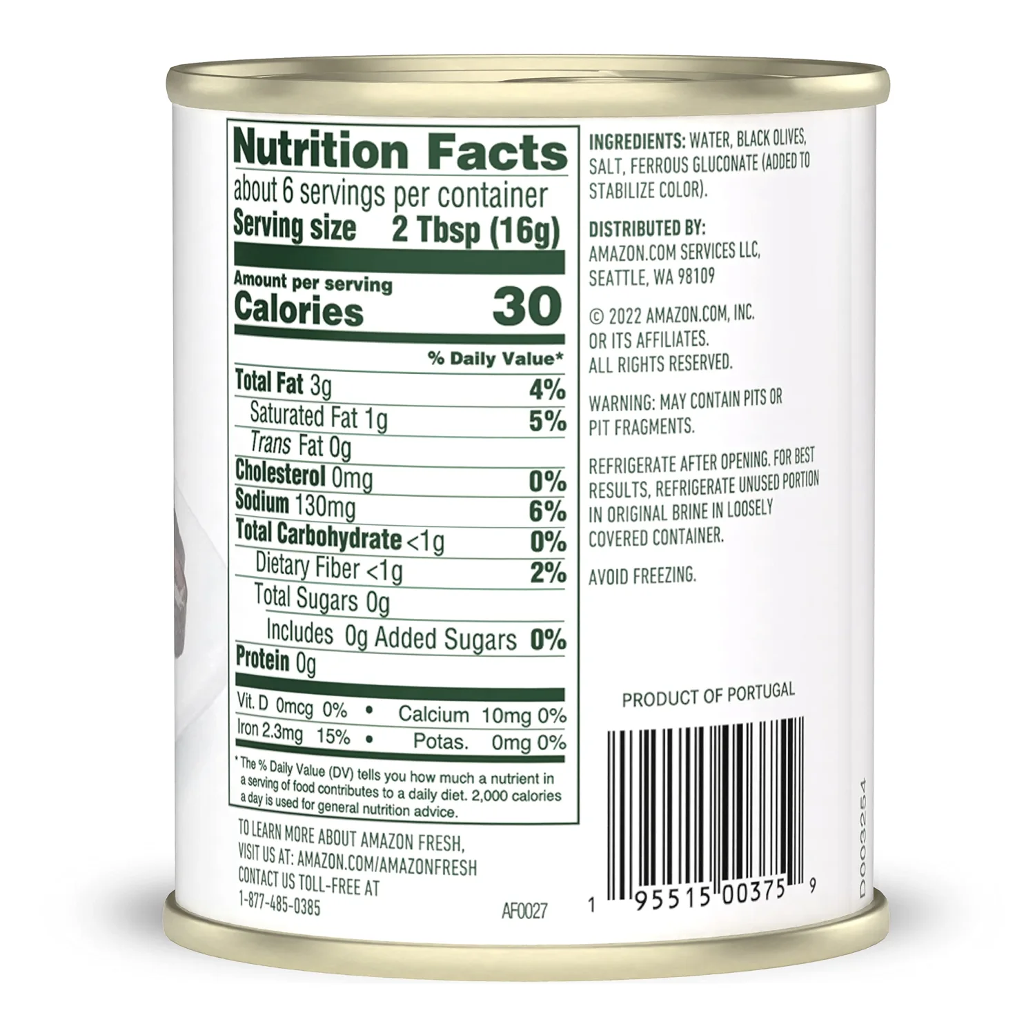 Amazon Fresh, Sliced Black Ripe Olives, 3.8 Oz