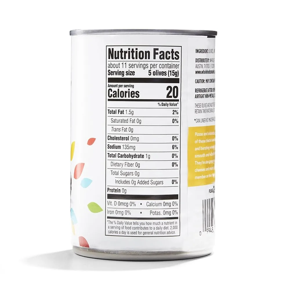 365 by Whole Foods Market, Ripe Medium Pitted Olives, 6 Ounce