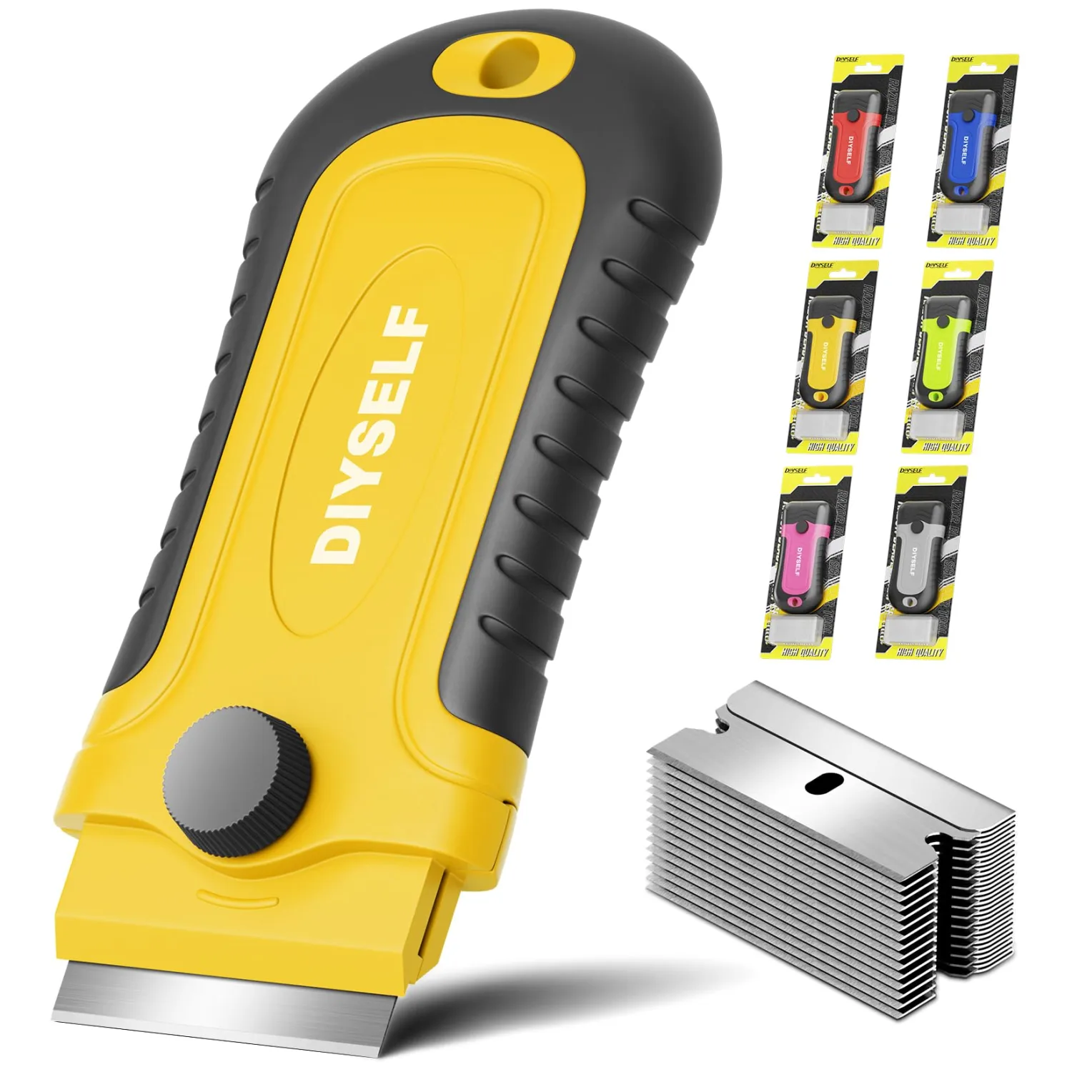 DIYSELF Razor Blade Scraper | 1 Pack Razor Scraper with 15 Razor Blades | Razor Blade Scraper Tool Kitchen | Glass Scraper | Window Scraper | Glass Stove Top Scraper | Paint Scraper | Cooktop Scraper