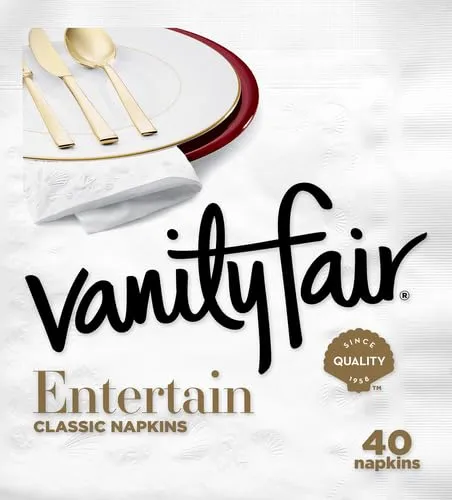Vanity Fair Entertain Paper Napkins, 40 3-Ply Disposable Napkins, Dinner Size (Pack of 4)