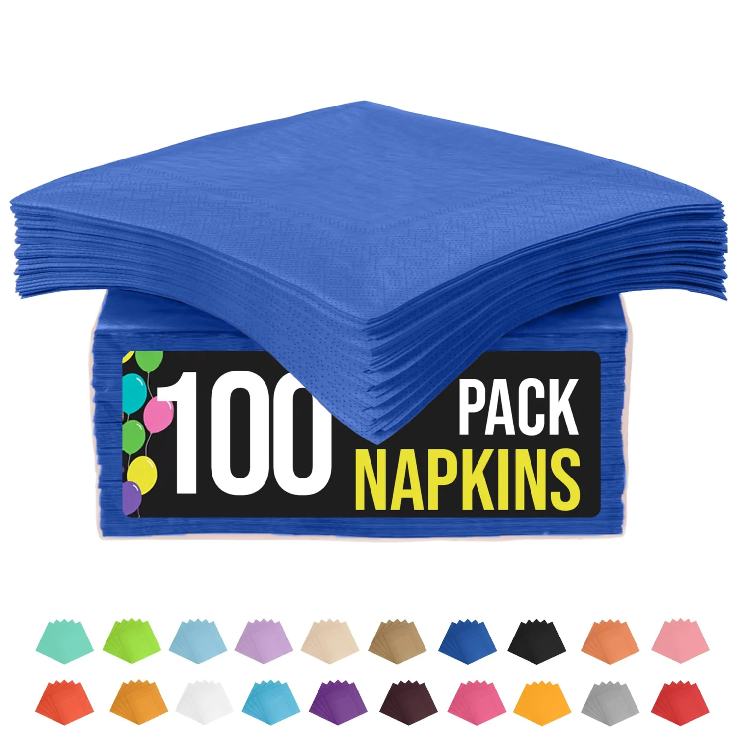 100 Pack Dark Blue Paper Napkins, 2 Ply Disposable Party Napkins - Great For Luncheon Or Dinner