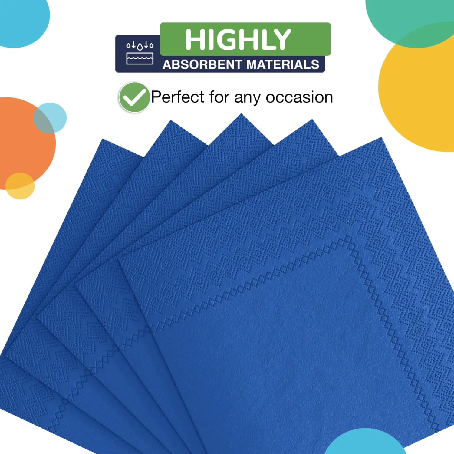 100 Pack Dark Blue Paper Napkins, 2 Ply Disposable Party Napkins - Great For Luncheon Or Dinner