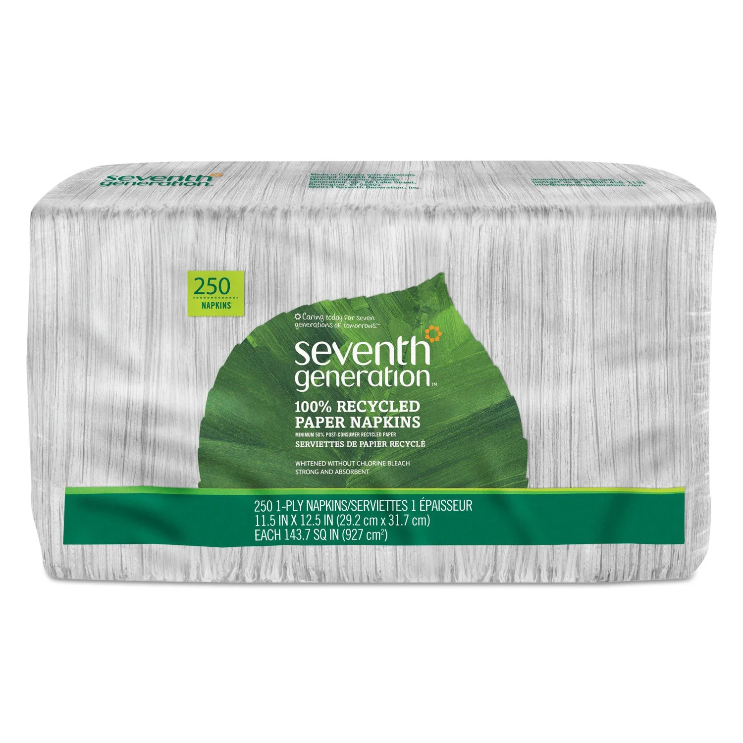 Seventh Generation 100% Recycled White Paper Napkins, 250 ct