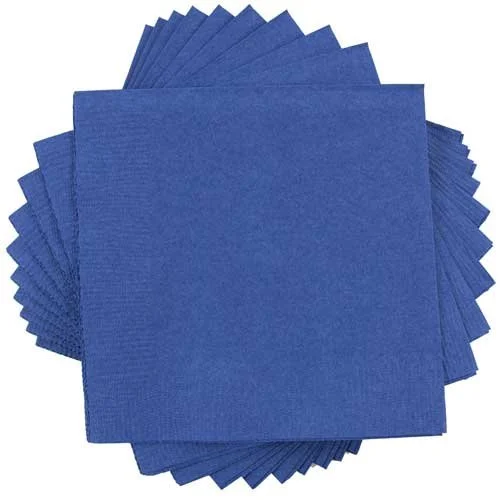 JAM PAPER Small Beverage Napkins - 5 x 5 - Blue - 40/Pack