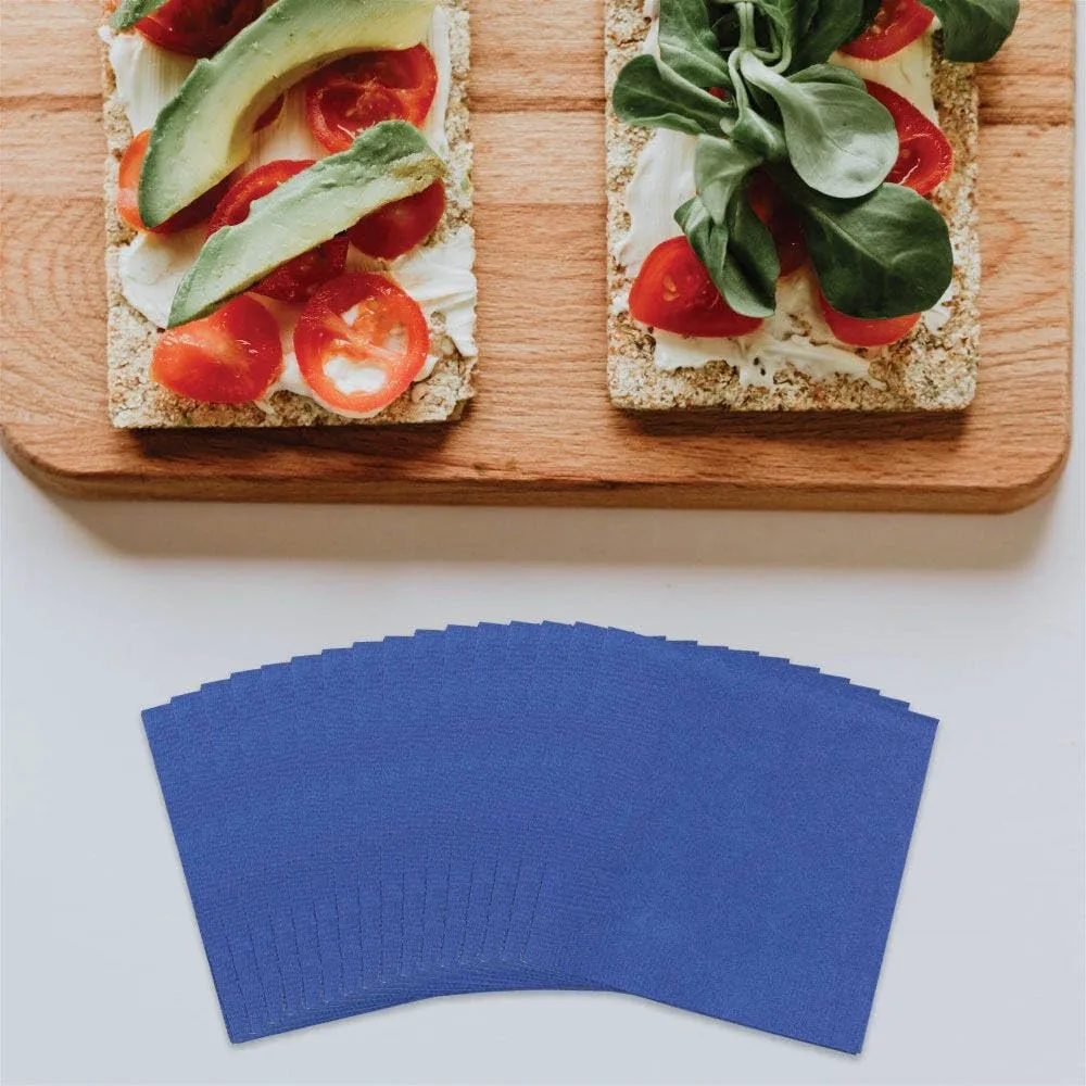 JAM PAPER Small Beverage Napkins - 5 x 5 - Blue - 40/Pack