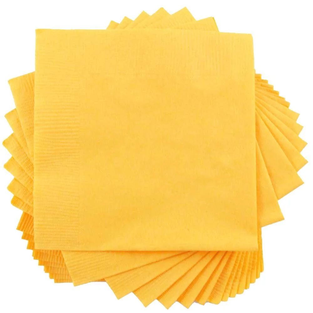 JAM PAPER Small Beverage Napkins - 5 x 5 - Yellow - 50/Pack