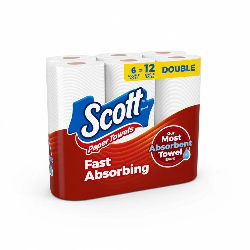 Scott Paper Towels, Choose-A-Sheet, 6 Double Rolls = 12 Regular Rolls (100 Sheets Per Roll)