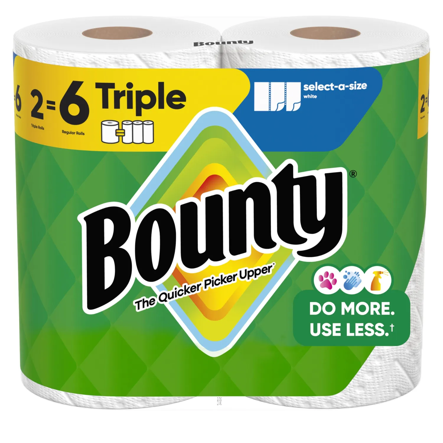 Bounty Select-A-Size Paper Towels, White, 2 Triple Rolls = 6 Regular Rolls