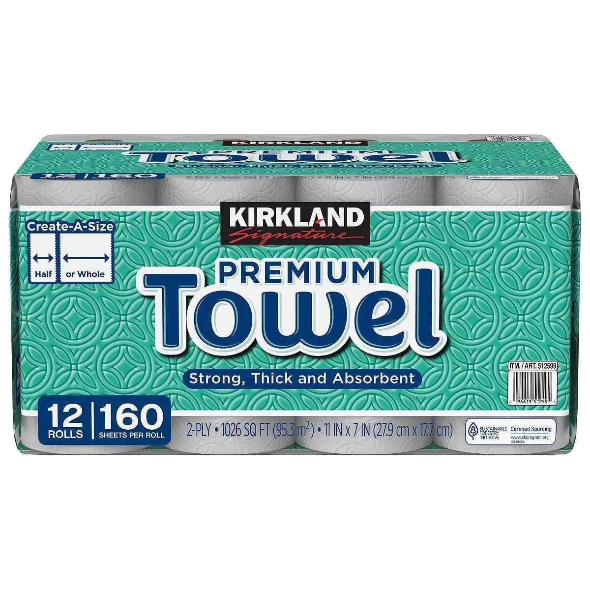 Fiorenzo Bundle Compatible with Kirk-land Signature Premium Paper Towels, Strong Thick and Absorbent Bulk Paper Towels 12 Rolls, 160 Sheets Per Roll 2-Ply