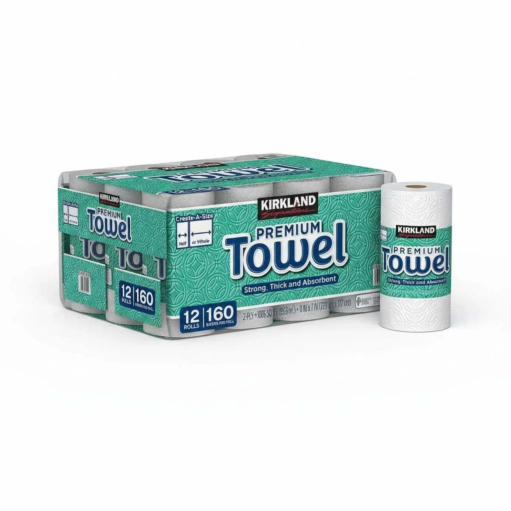 Fiorenzo Bundle Compatible with Kirk-land Signature Premium Paper Towels, Strong Thick and Absorbent Bulk Paper Towels 12 Rolls, 160 Sheets Per Roll 2-Ply