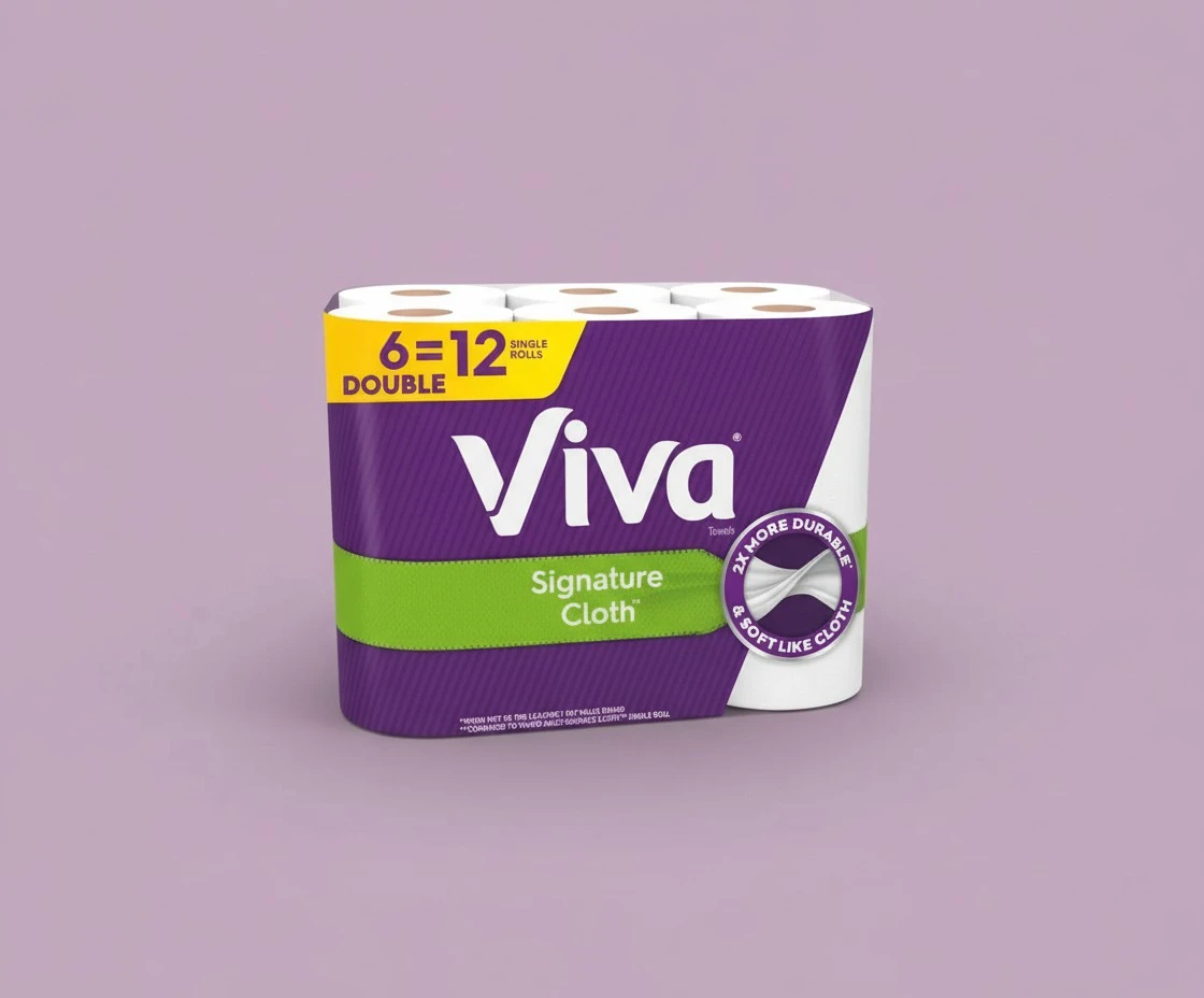 Viva Soft & Strong Kitchen Paper Towels, Signature Cloth Towels White, 6 Count, 12 Single Rolls