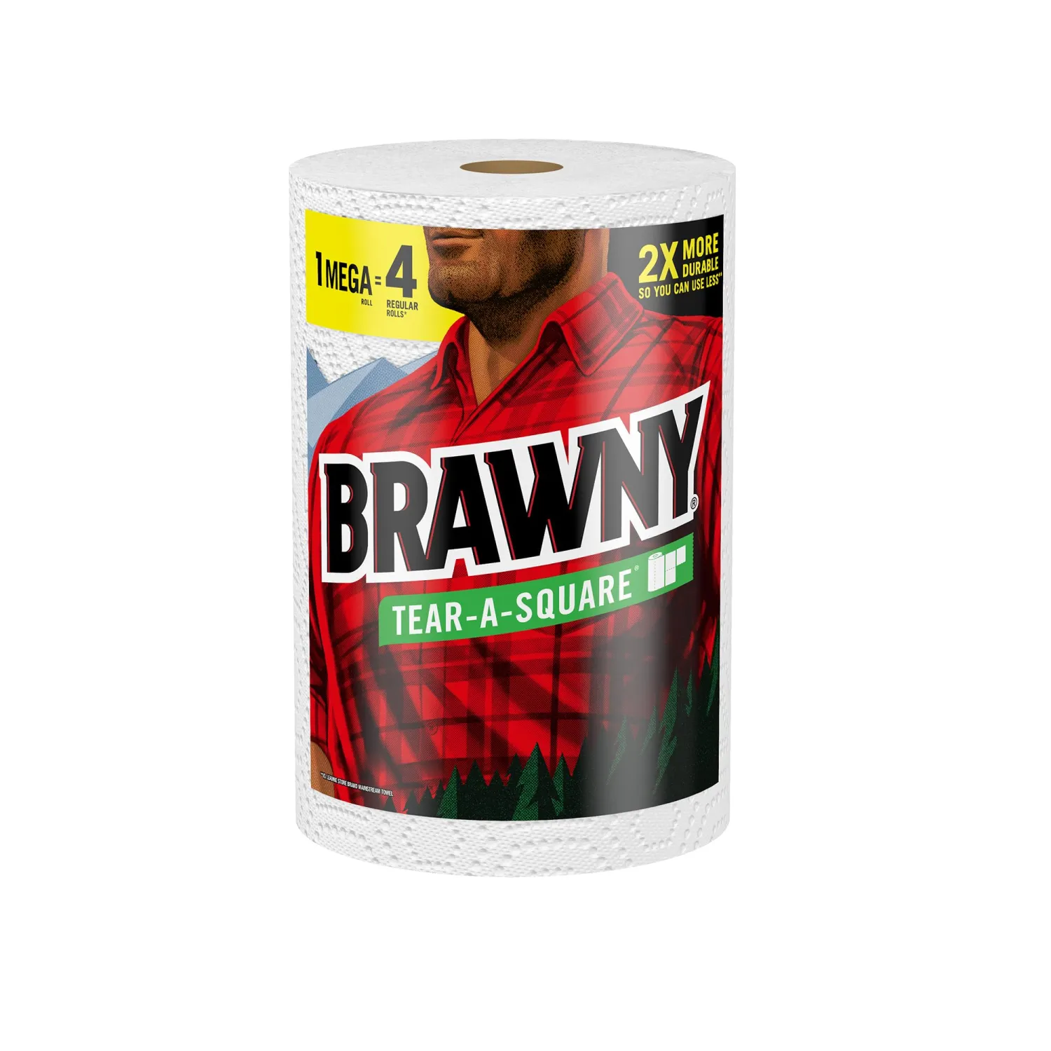 BRAWNY® TEAR-A-SQUARE® PAPER TOWELS, 1 MEGA ROLL
