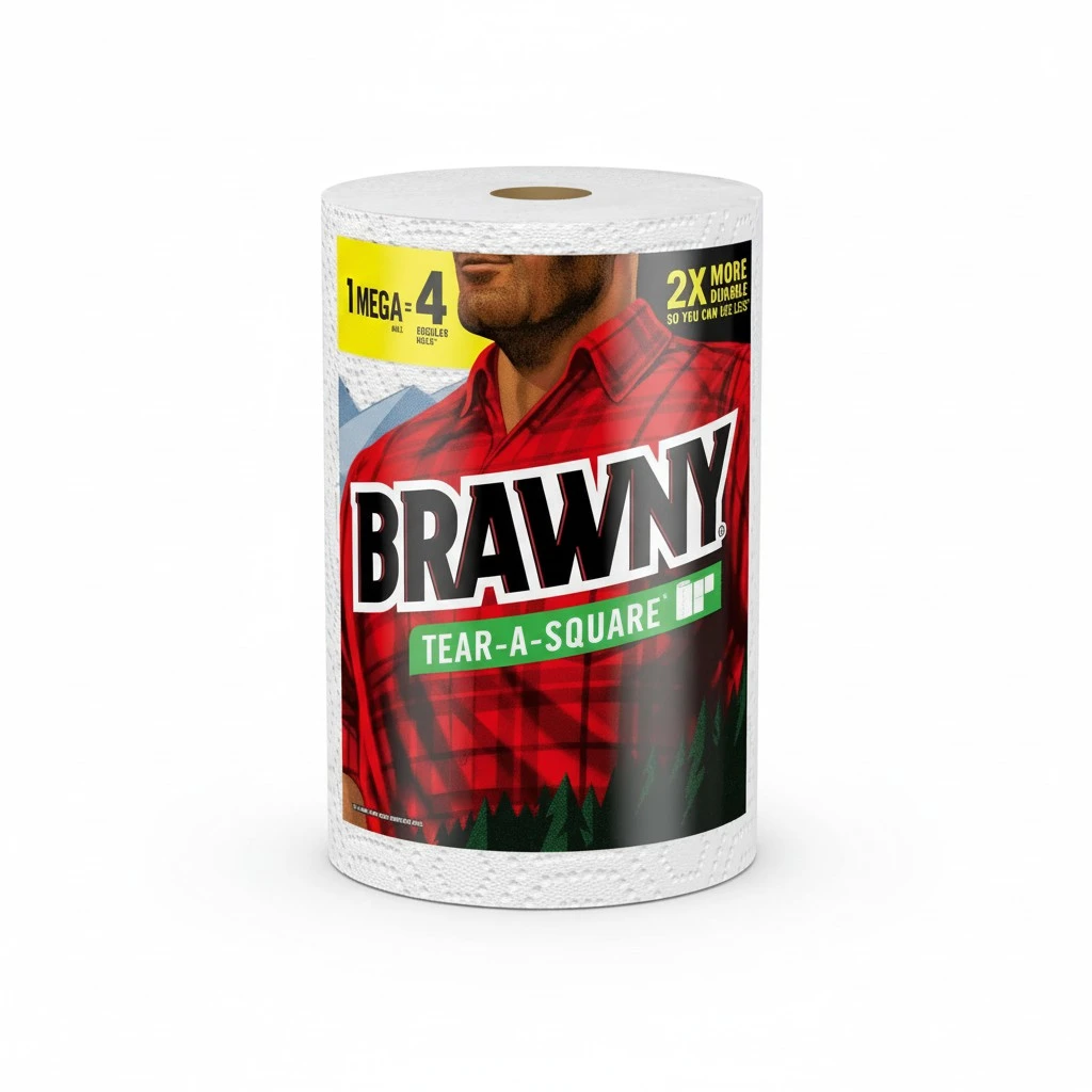 BRAWNY® TEAR-A-SQUARE® PAPER TOWELS, 1 MEGA ROLL