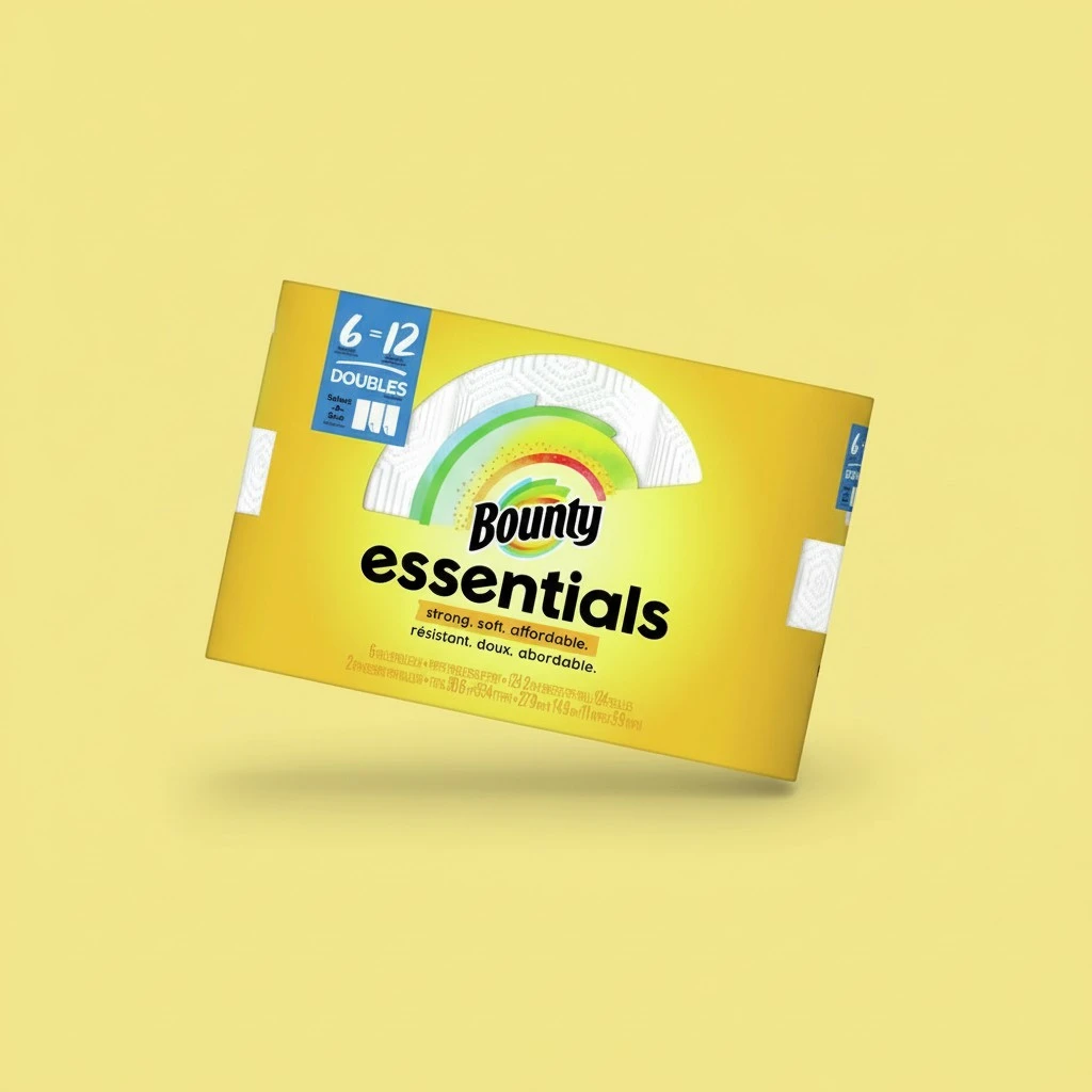 Bounty Essentials Select-A-Size Paper Towels, White, 6 Double Rolls = 12 Regular Rolls, 6 Count
