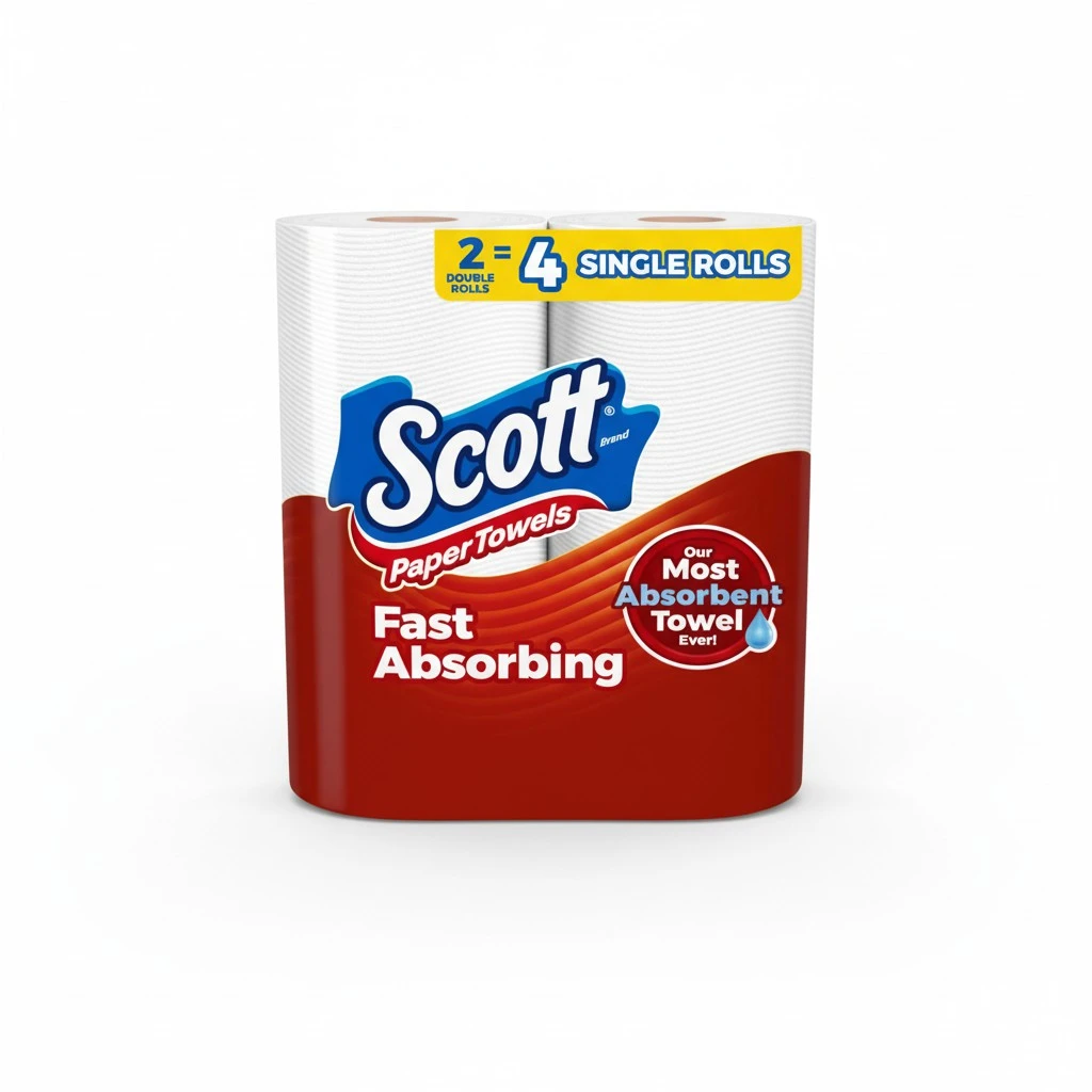 Scott Paper Towels, Choose-A-Sheet, 2 Double Rolls = 4 Regular Rolls (100 Sheets Per Roll)