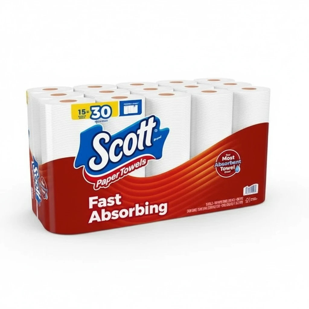 Scott Paper Co., Paper Towels Double Rolls One-Ply, 15 Count