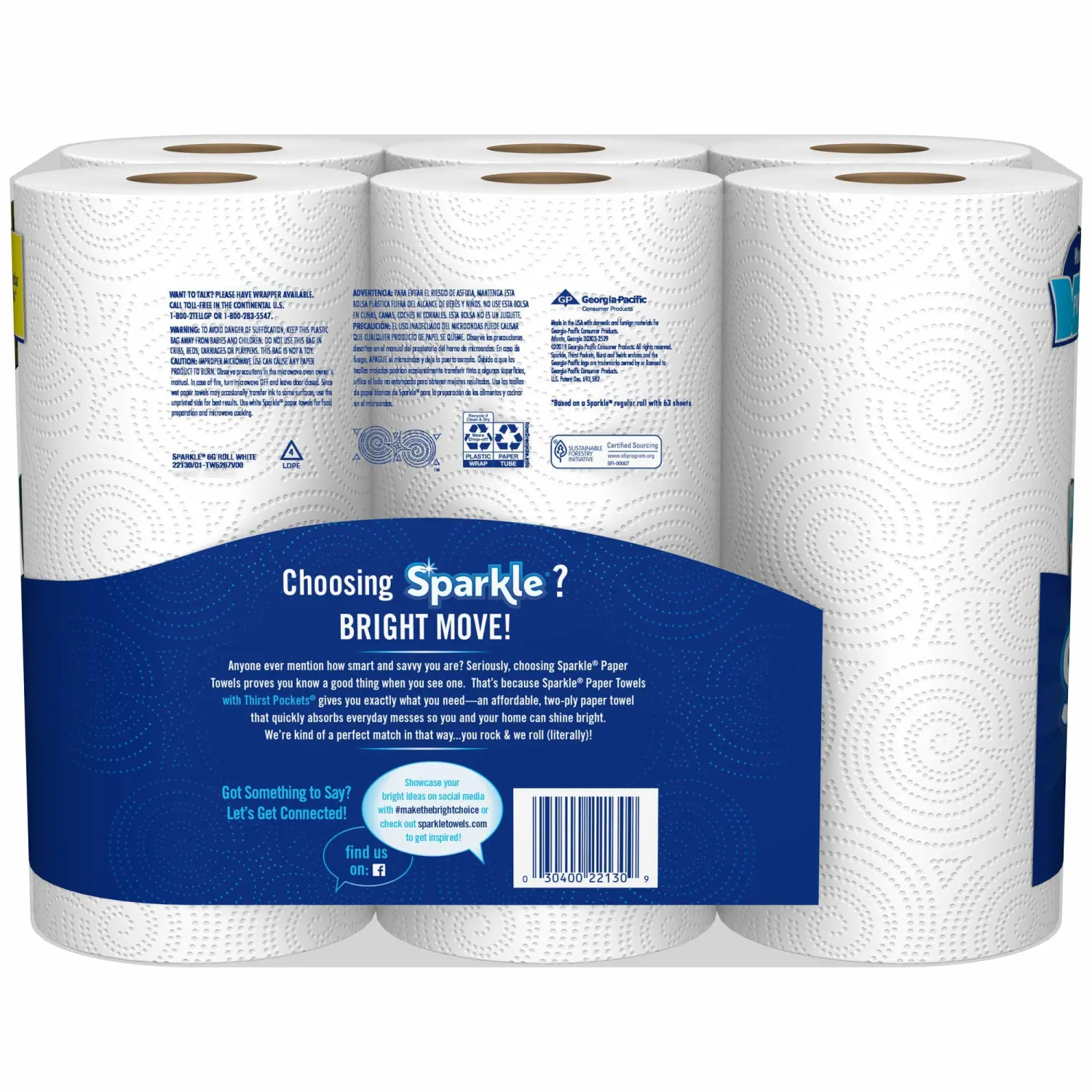 Sparkle, Paper Towels, 6 Count (Pack of 1)