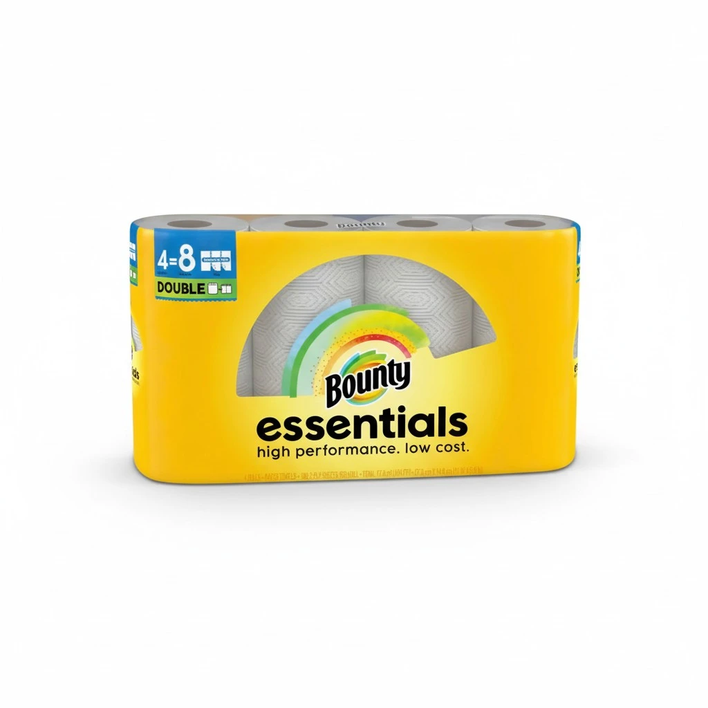 Bounty Essentials Select-A-Size Paper Towels, 4 Double Rolls, White, 108 Sheets Per Roll