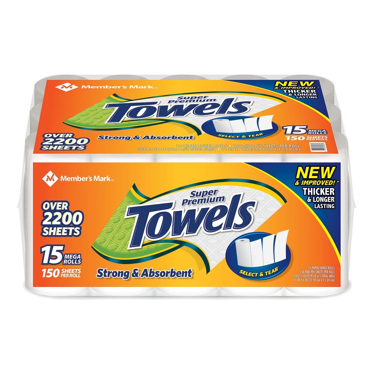 Member's Mark Super Premium Paper Towels, 15 Rolls, 150 Sheets per roll