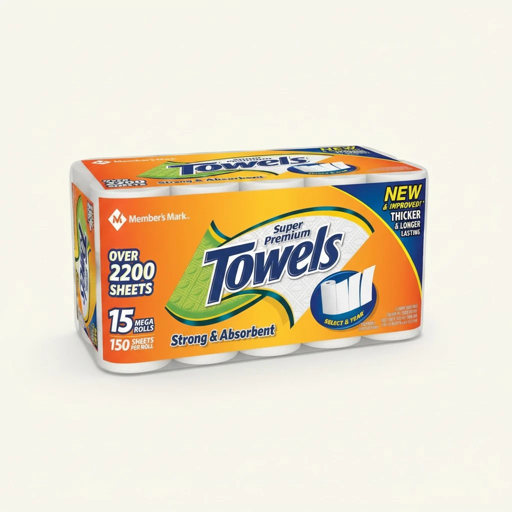 Member's Mark Super Premium Paper Towels, 15 Rolls, 150 Sheets per roll