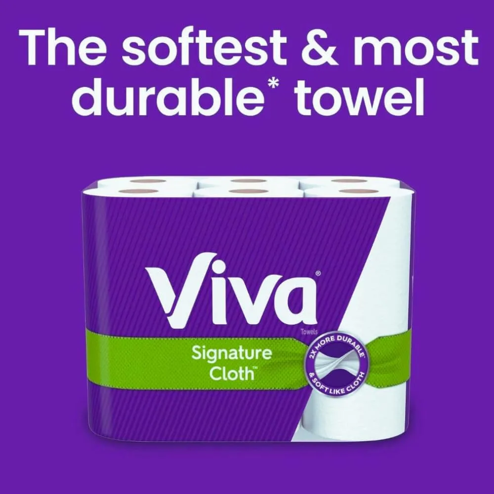 Viva Kitchen Paper Towels, Soft & Strong, White, (6 Rolls = 12 Single Rolls)