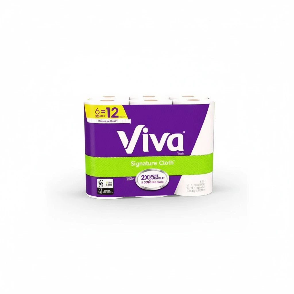 Viva Kitchen Paper Towels, Soft & Strong, White, (6 Rolls = 12 Single Rolls)