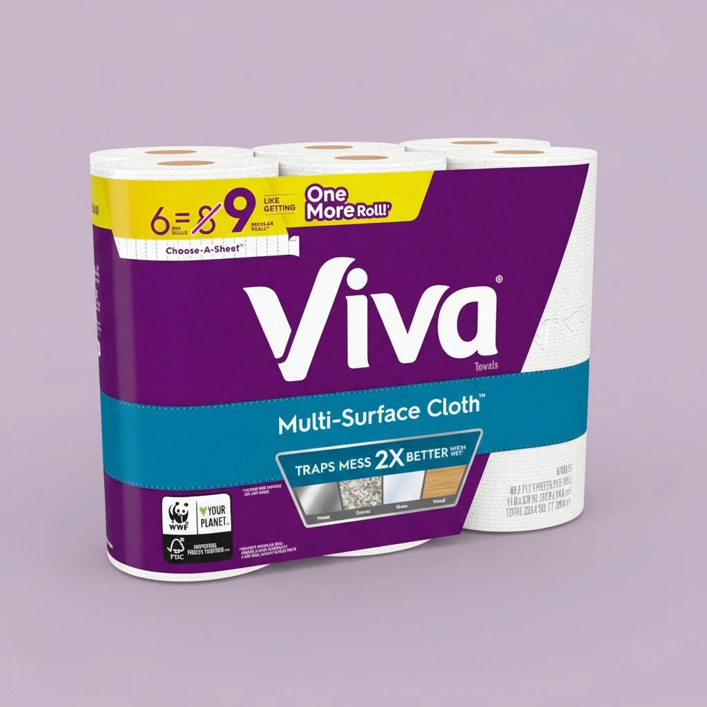 Viva Multi-Surface Cloth Choose-A-Sheet Paper Towels Cloth-Like Kitchen Paper Towels, White, 83 Sheets (Pack of 6)