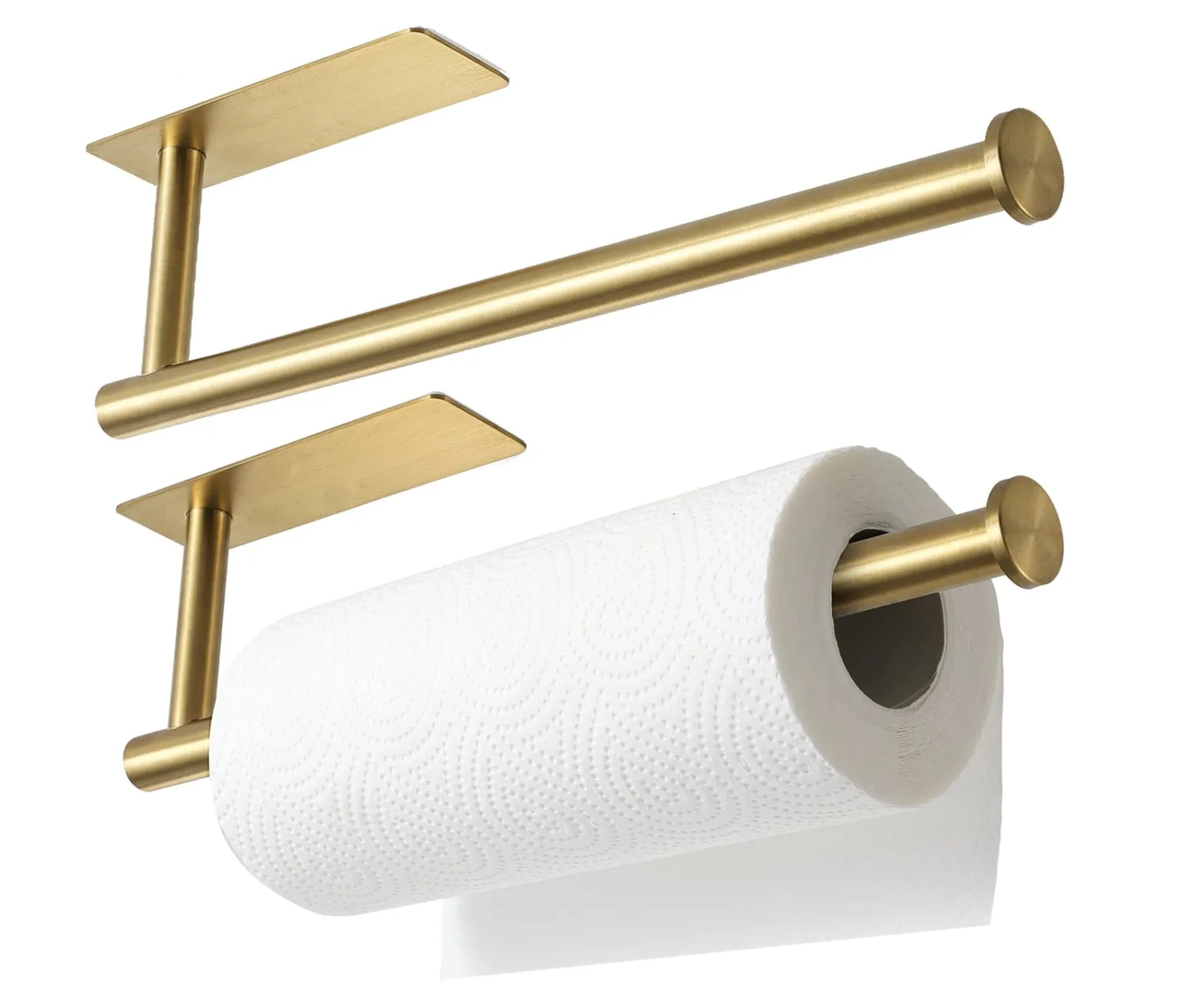 theaoo 2 Packs Paper Towel Holder - Under Cabinet Paper Towel Holder for Kitchen, Adhesive Paper Towel Roll Rack for Bathroom Towel, Wall Mounted Matte Black Paper Towel Rack, SUS304 Stainless Steel