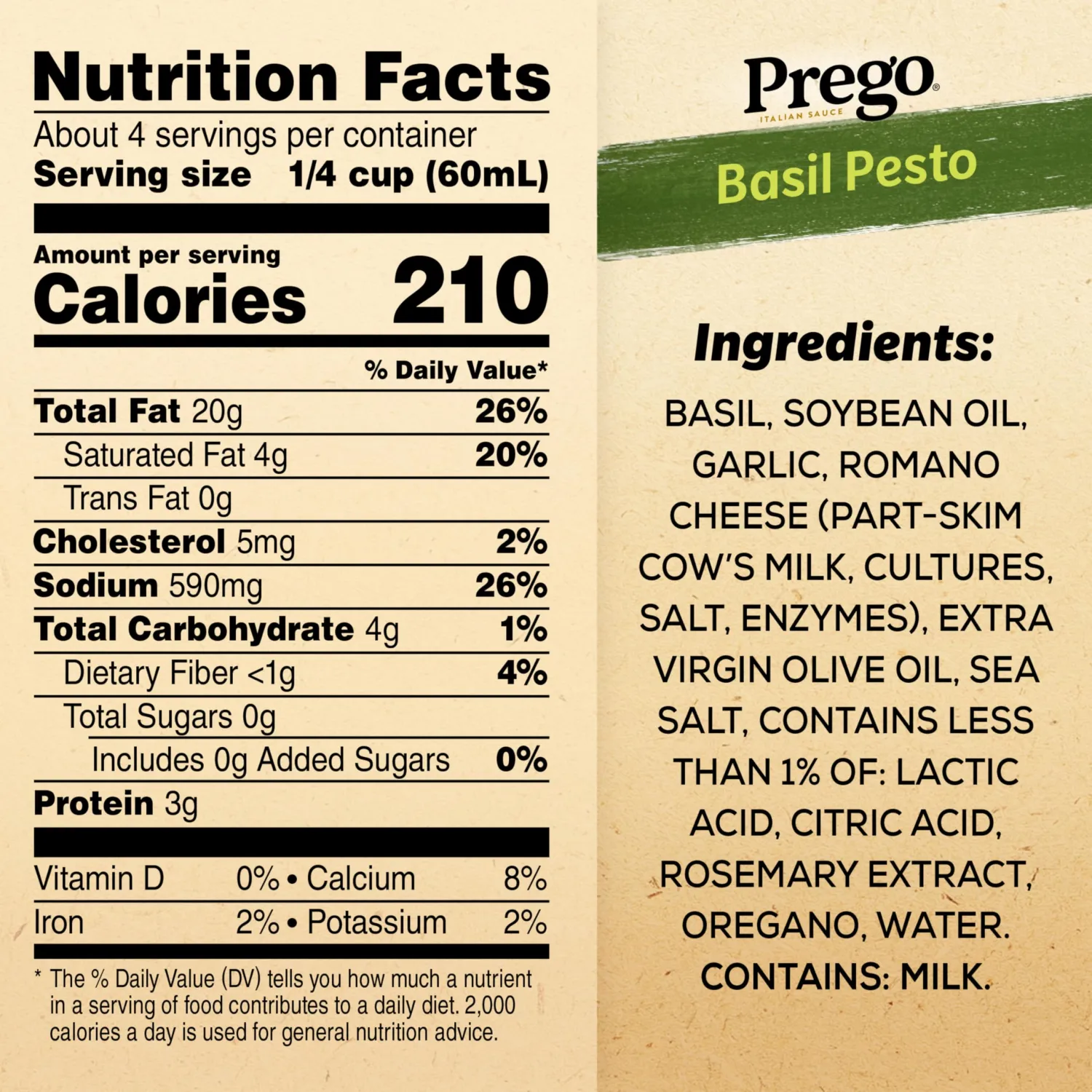 Prego Basil Pesto Sauce, 8 Oz Jar