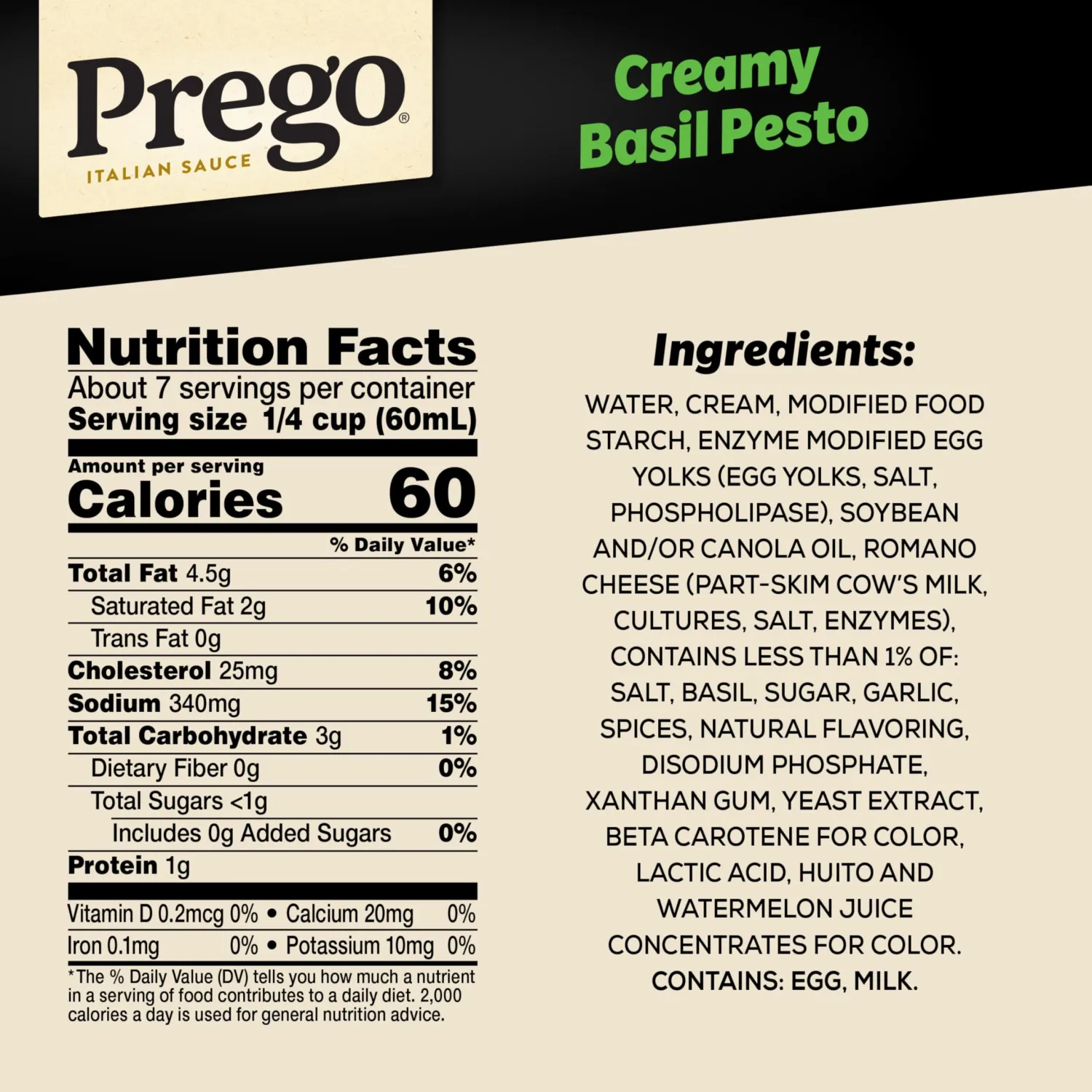 Prego Creamy Basil Pesto Pasta Sauce, 14.5 oz Jar