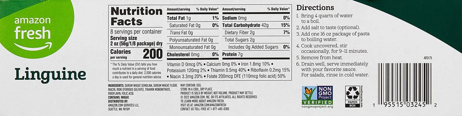Amazon Fresh, Linguine, 16 Oz (Pack of 3)