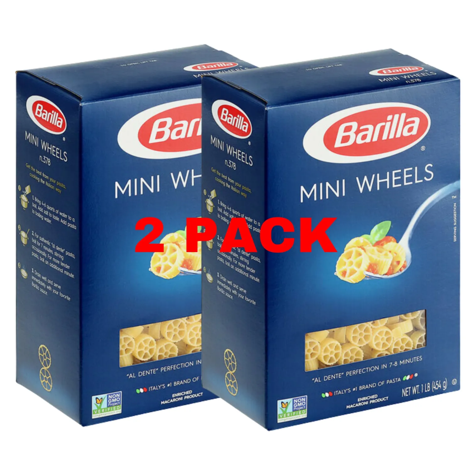 KIDU - Barilla Mini Wheels Pasta 16 Ounces Pack Of 2 (32 Ounces Total)