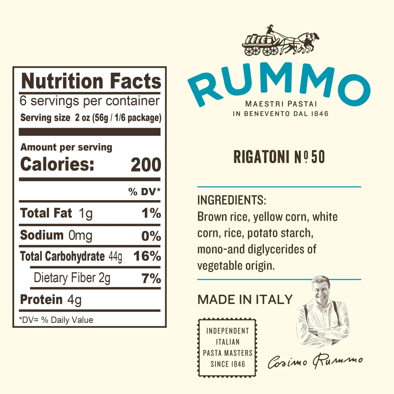Rummo Gluten Free Rigatoni N.50 - Gluten Free Pasta, Made with Corn & Rice, Rigatoni Pasta Noodles, Pasta from Italy - 12 Ounce (Pack of 3)