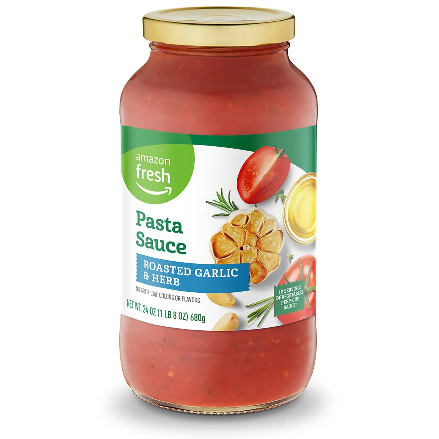 Amazon Fresh, Roasted Garlic & Herb Pasta Sauce, 24 Oz