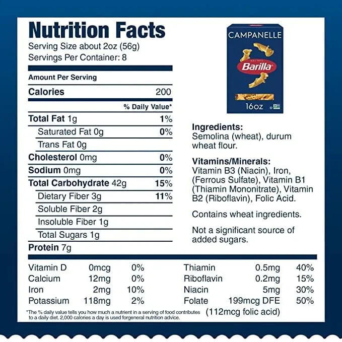 Barilla Campanelle Pasta - 16 oz Boxes (Pack of 2) - With Mighty Merchandise Measuring Spoon