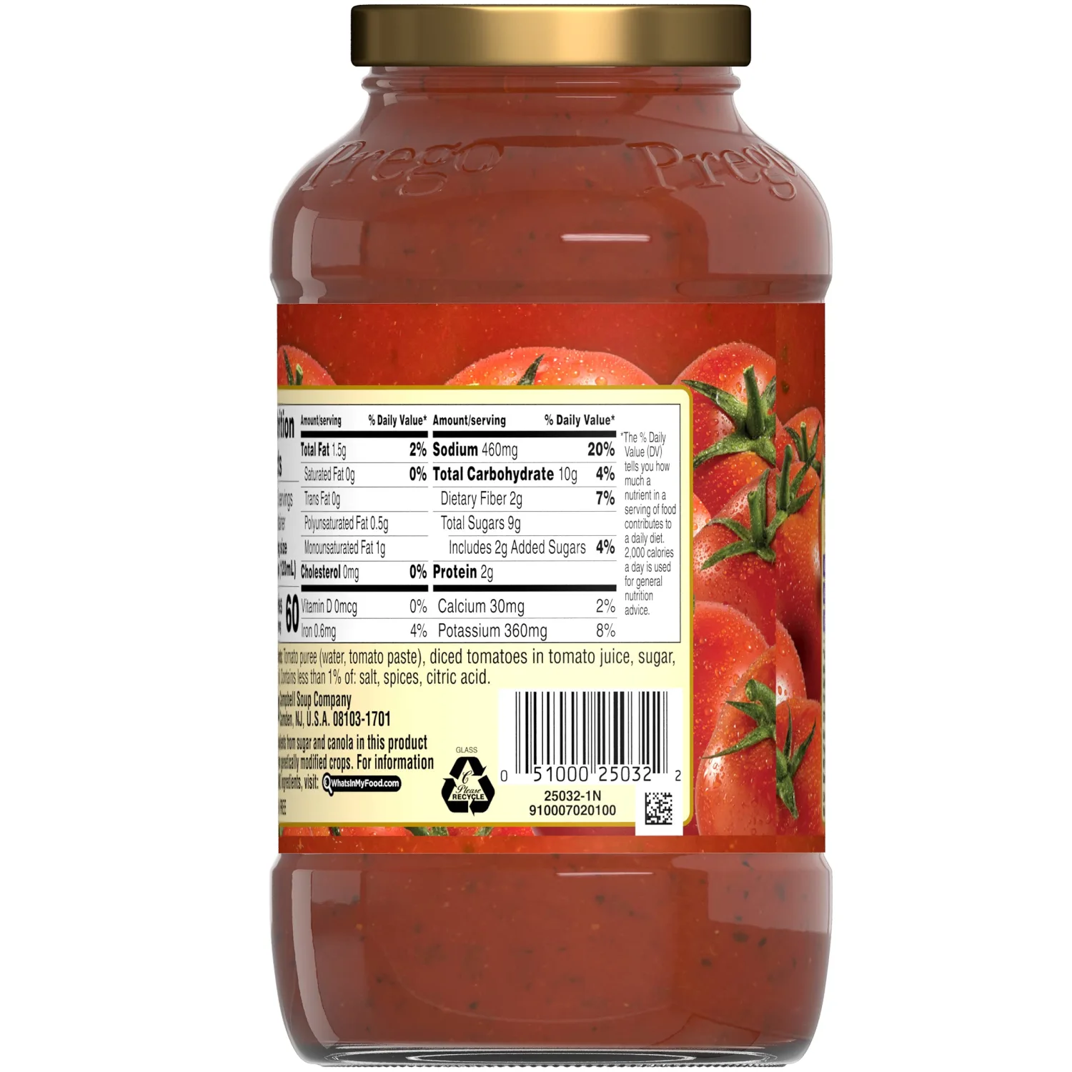 Prego Traditional Sensitive Recipe Low FODMAP Pasta Sauce, 23.75 Oz Jar