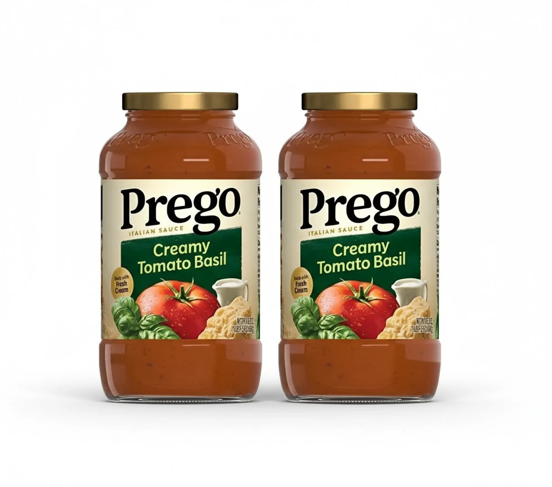 Prego Creamy Tomato Basil Pasta Sauce, 23.5 OZ Jar (Pack of 2)