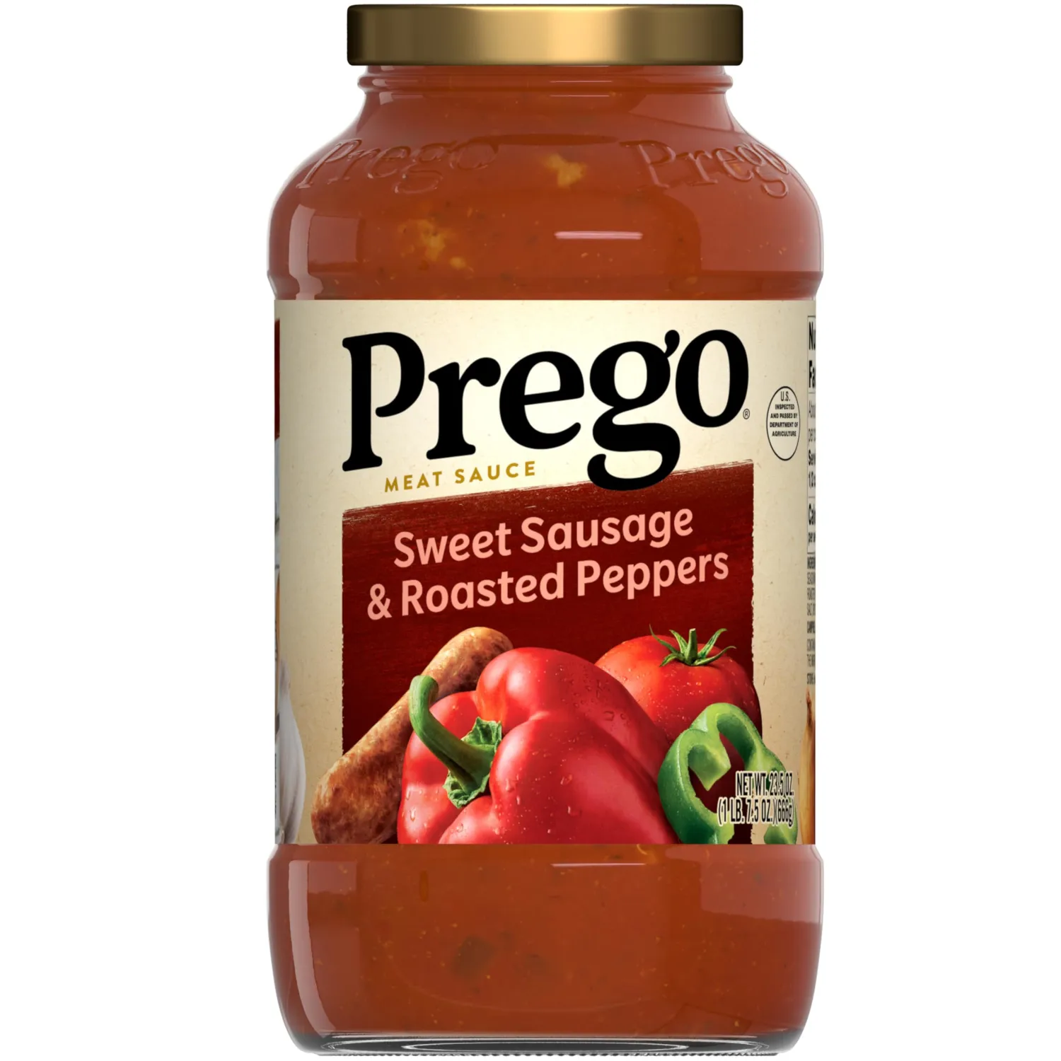 Prego Sweet Sausage and Roasted Peppers Pasta Sauce, 23.5 oz Jar