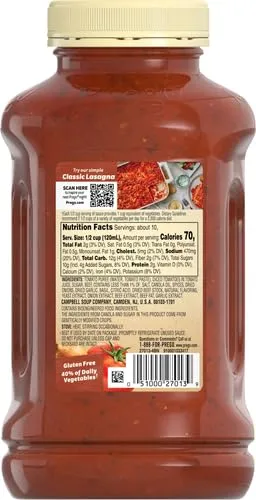 Prego Italian Tomato Pasta Sauce Flavored With Meat, 45 OZ Jar (Pack of 4)