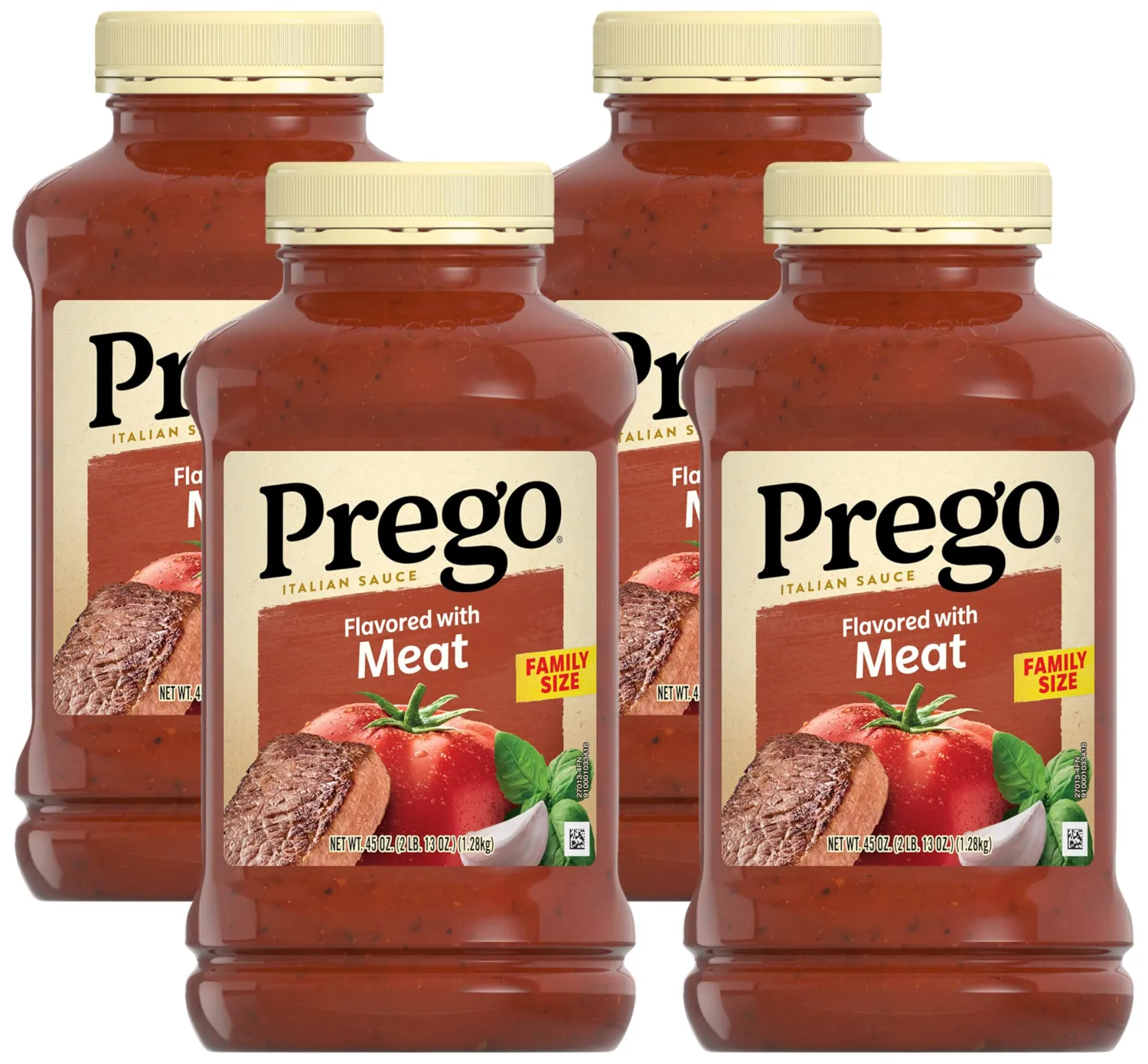Prego Italian Tomato Pasta Sauce Flavored With Meat, 45 OZ Jar (Pack of 4)