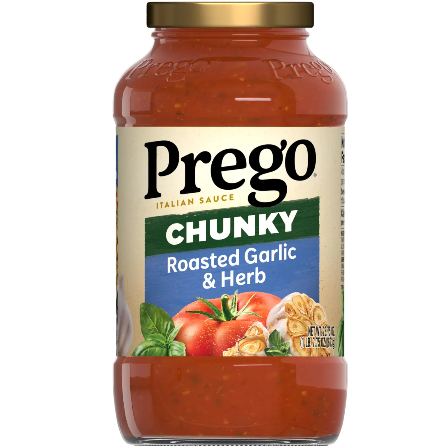 Prego Chunky Roasted Garlic and Herb Pasta Sauce, 23.75 oz Jar
