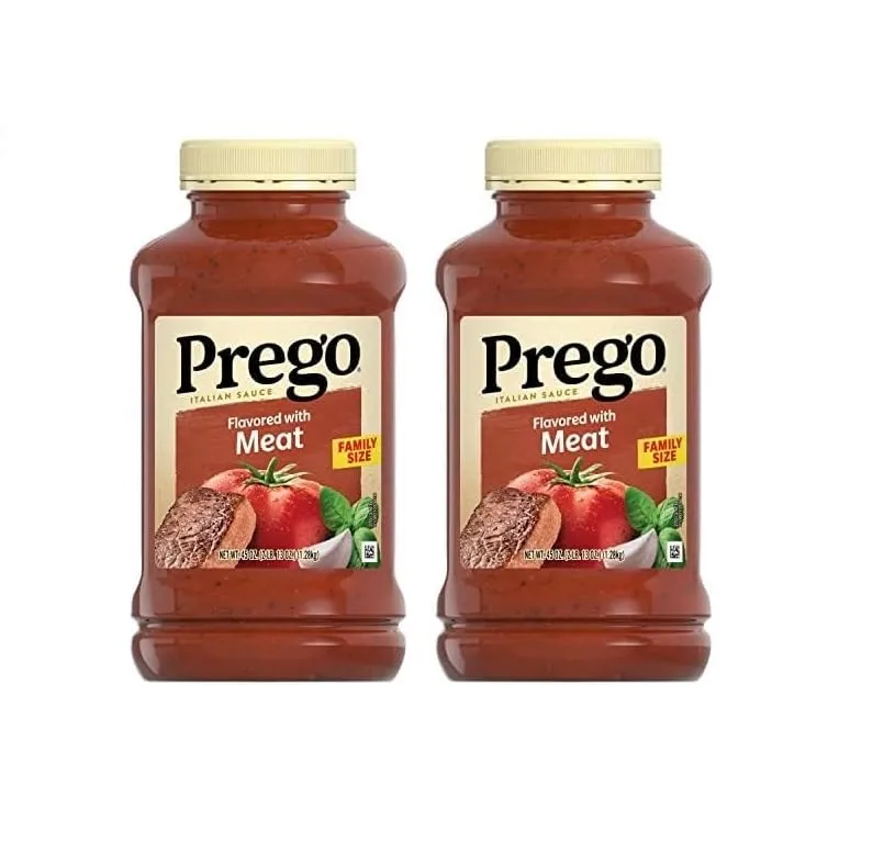 Prego Italian Tomato Pasta Sauce Flavored With Meat, 45 OZ Jar (Pack of 2)