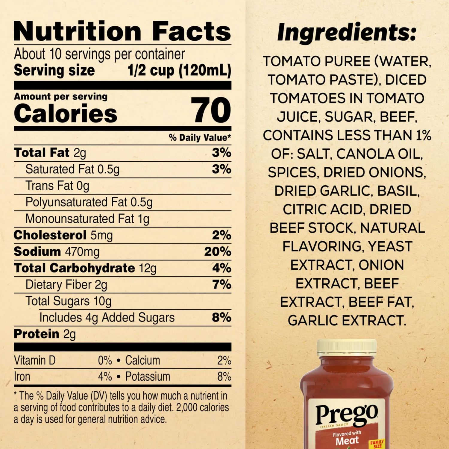 Prego Italian Tomato Pasta Sauce Flavored With Meat, 45 OZ Jar (Pack of 2)