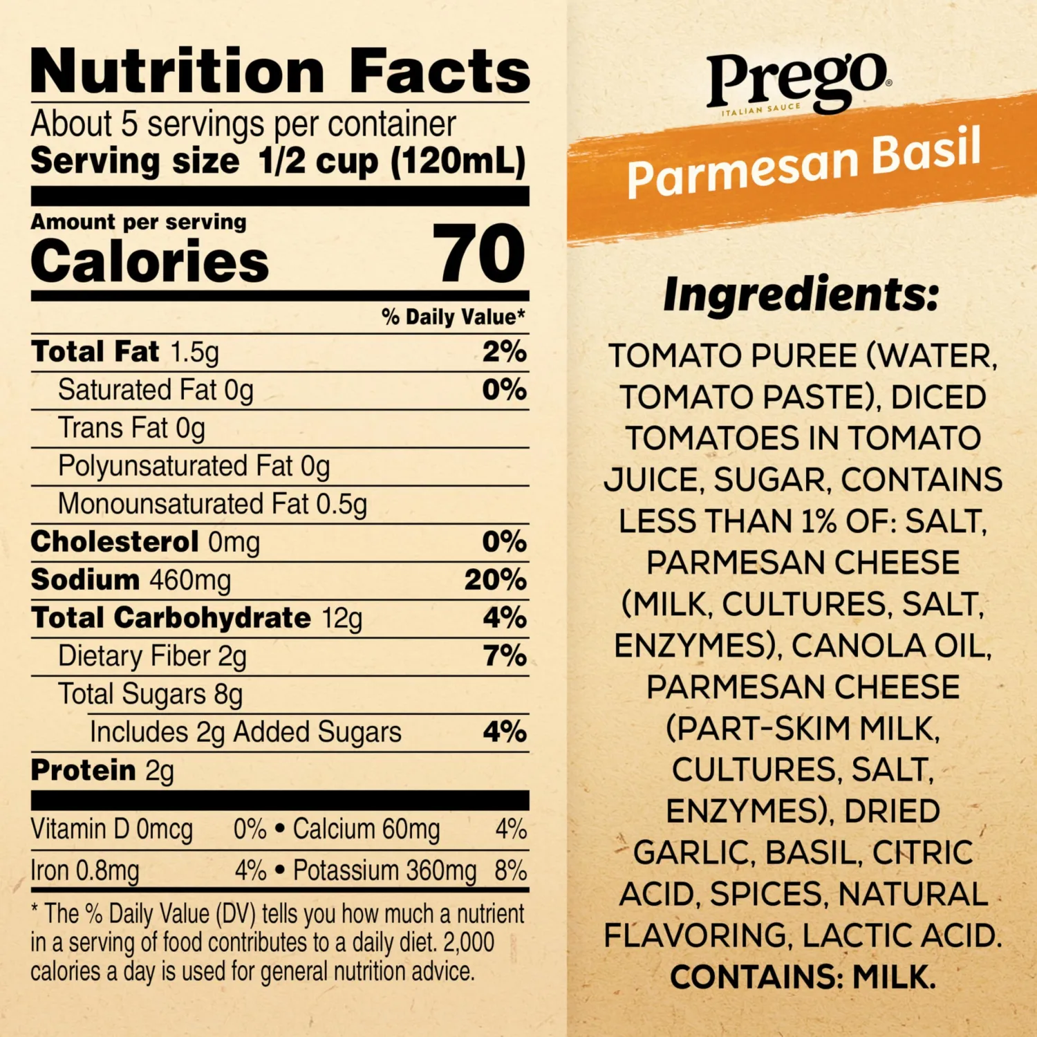 Prego Parmesan Basil Pasta Sauce, 24 oz Jar
