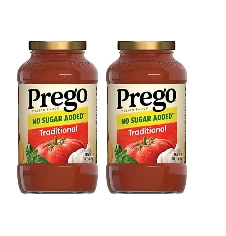 Prego Traditional No Sugar Added Pasta Sauce, 23.5 Oz Jar (Pack of 2)
