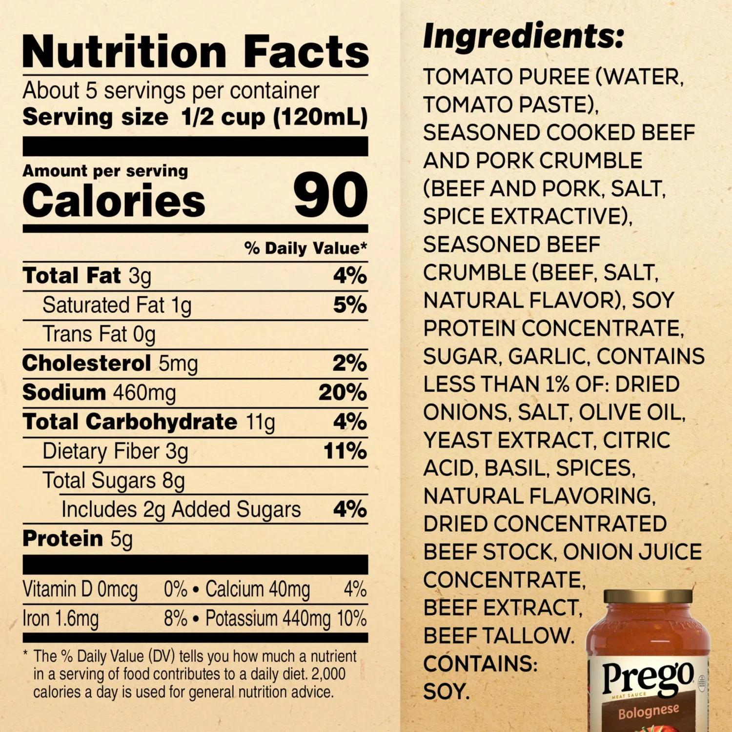 Prego Bolognese Meat Sauce, 23.5 oz Jar