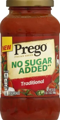 Prego Traditional No Sugar Added Pasta Sauce, 23.5 Oz Jar (Pack of 4)