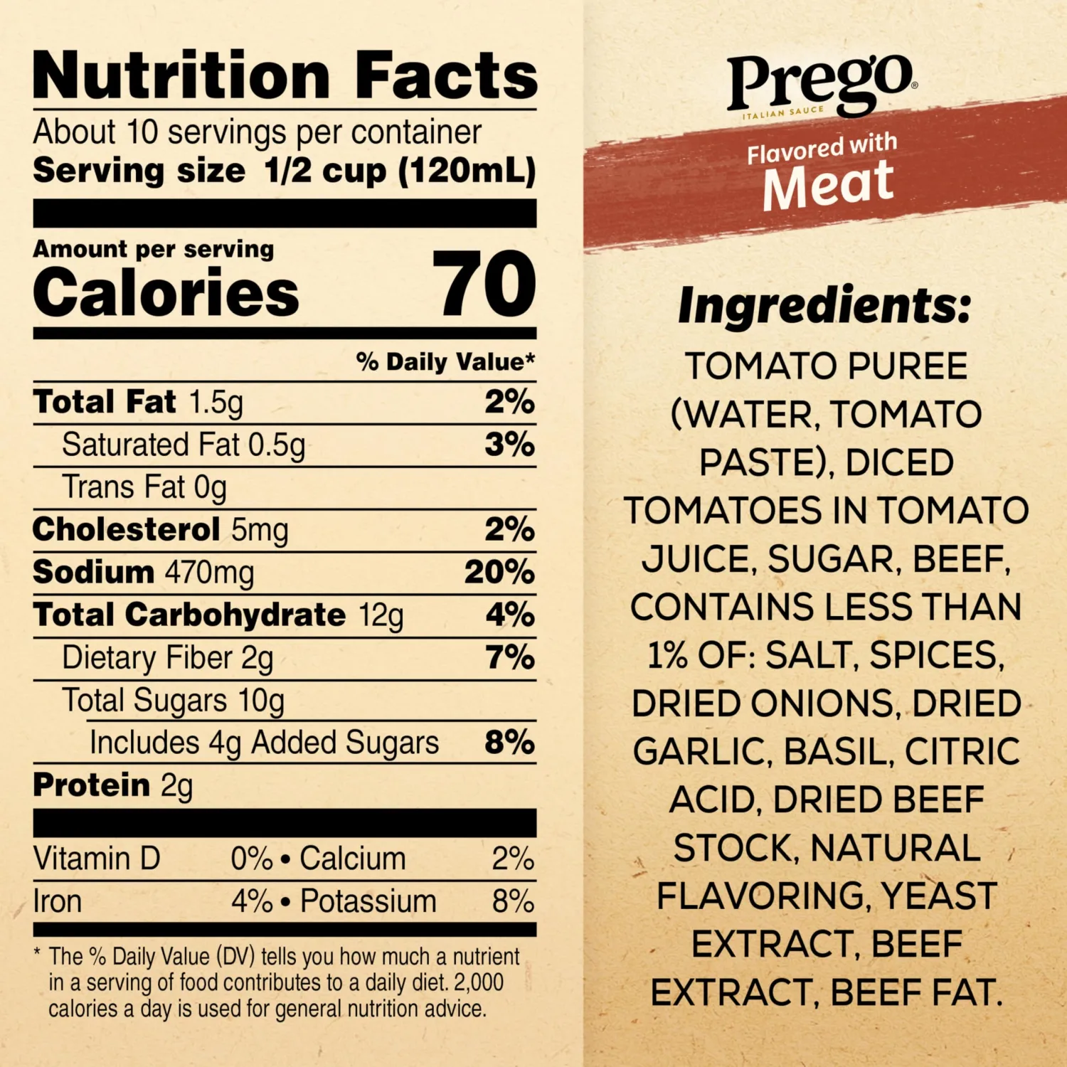 Prego Italian Pasta Sauce Flavored With Meat, 45 oz Jar