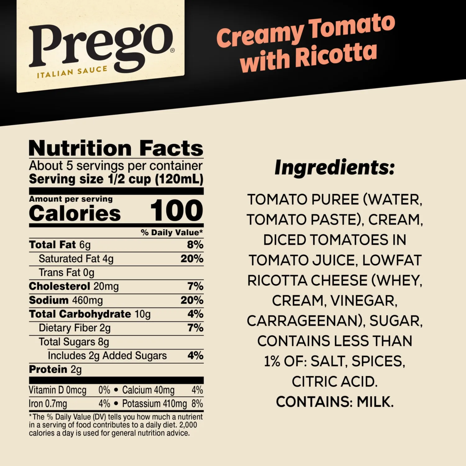 Prego Creamy Tomato Pasta Sauce With Ricotta Cheese, 24 oz Jar