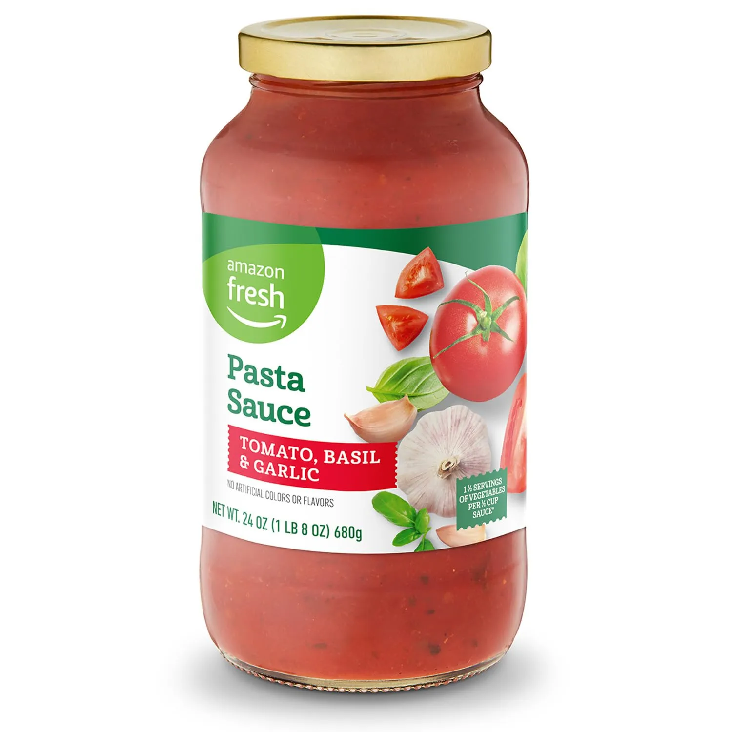 Amazon Fresh, Tomato, Basil & Garlic Pasta Sauce, 24 Oz